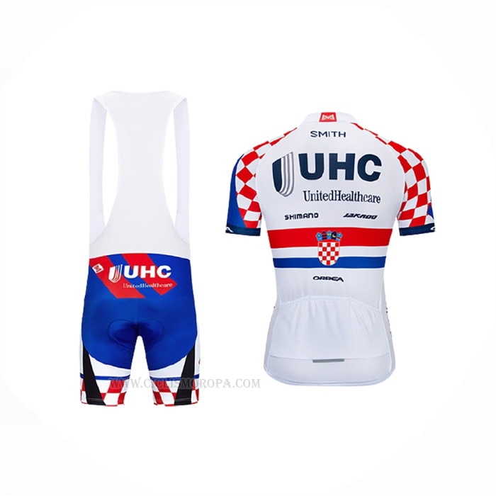 2019 Ropa Ciclismo UHC Blanco Rojo Azul Mangas Corta y Culotte Corto